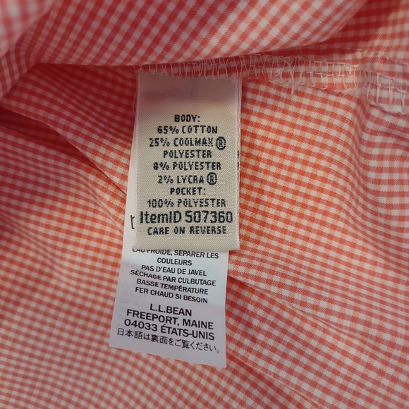 L.L. Bean Lakeside Performance Check Button Down Shirt - XS, Reef Coral, NWT - Picture 7 of 16